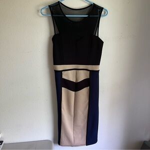 Black and Tan Midi Dress